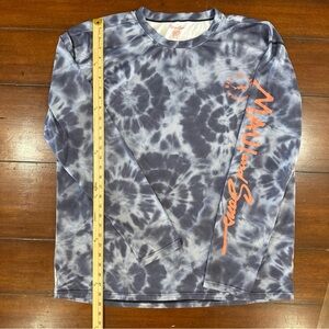Maui and Sons Rash Guard Tie-Dye Long Sleeve Shirt with Orange Graphic